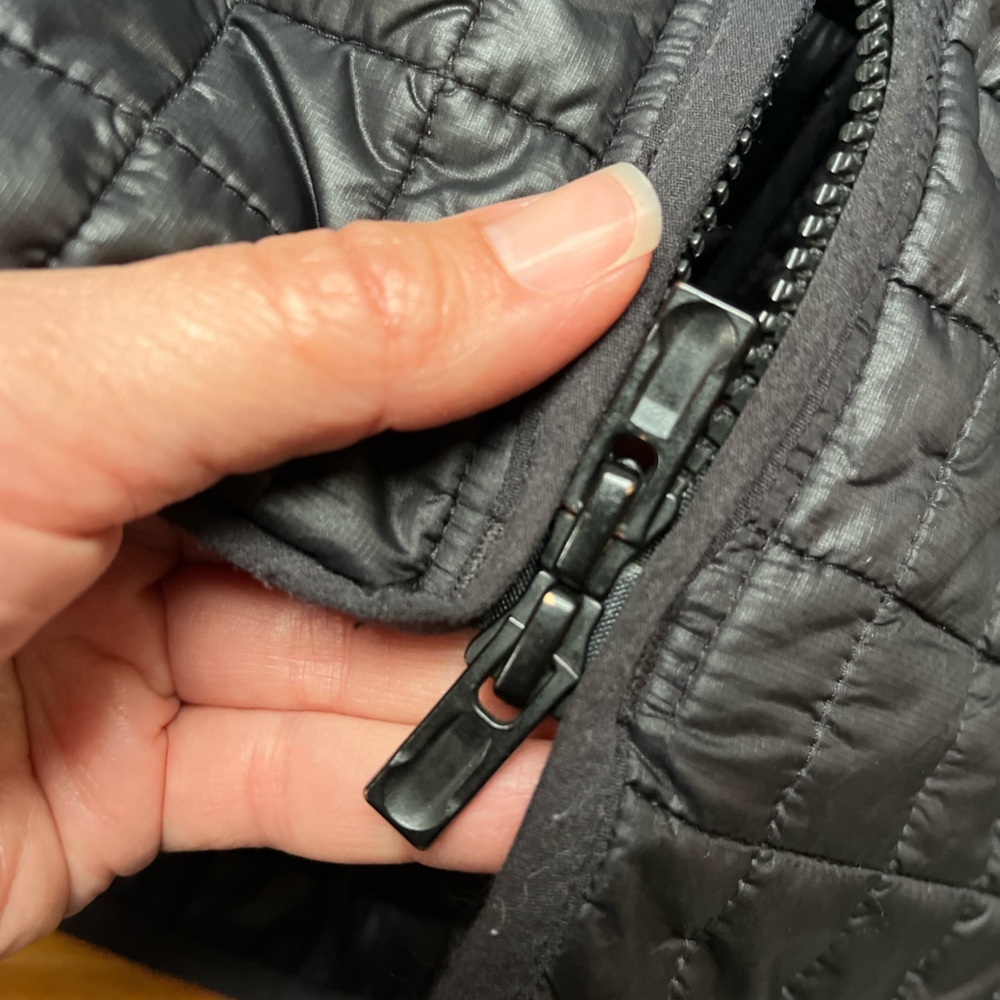 Athleta quilted long black car coat jacket bomber M double zipper normcore prep - Picture 6 of 8